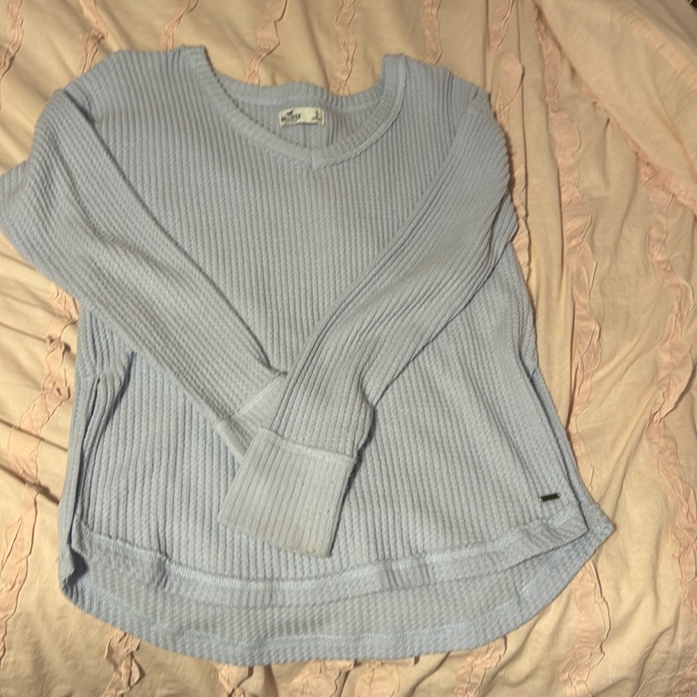 Hollister Light Blue Waffle Knit Top
